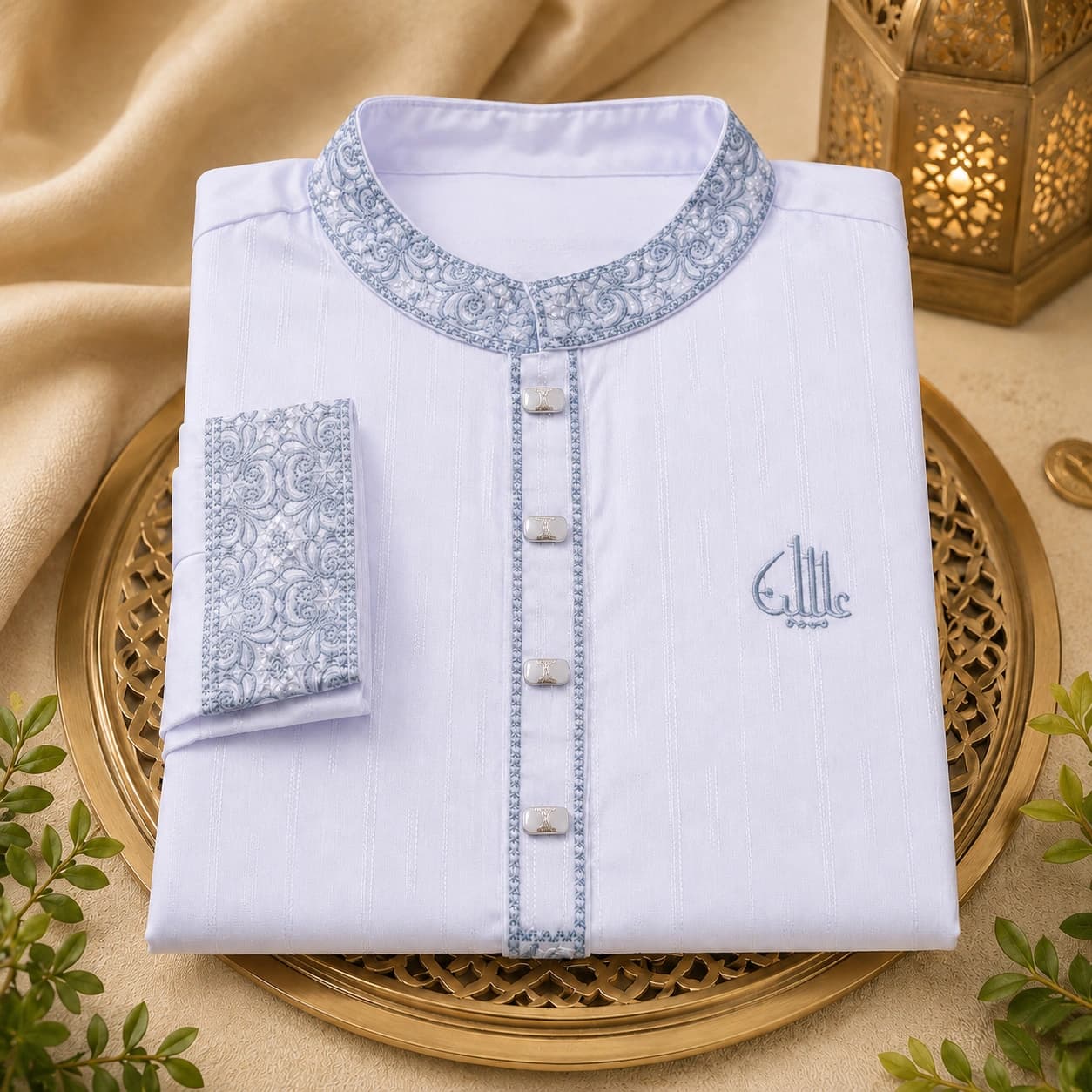 Royal Ice White Embroidered Premium Punjabi product photo