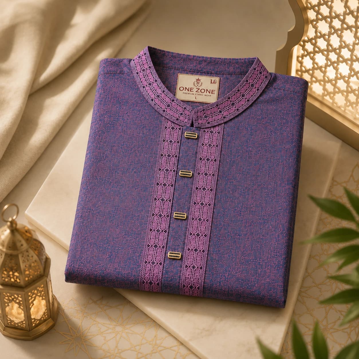 Royal Mauve Embroidered Premium Punjabi product photo