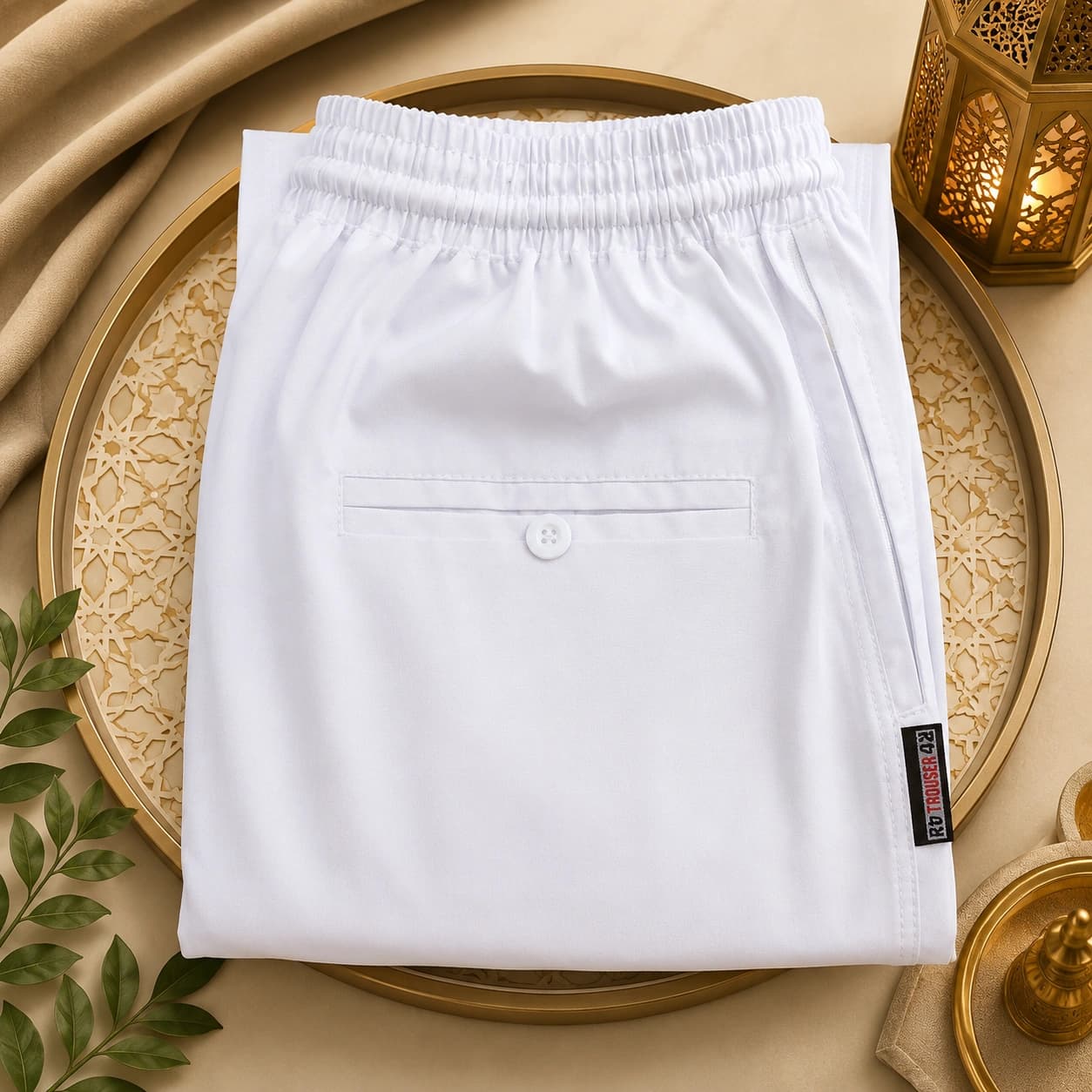 Mens Traditional White Pajama Trouser product photo